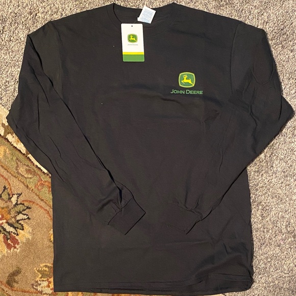 John Deere Black Long Sleeve Tee with Green Logo